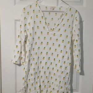 J. Crew White Tunic with Pineapple Print